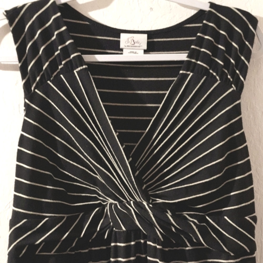 Oh Baby Black Stripe Maternity Maxi Dress Medium - Picture 2 of 4